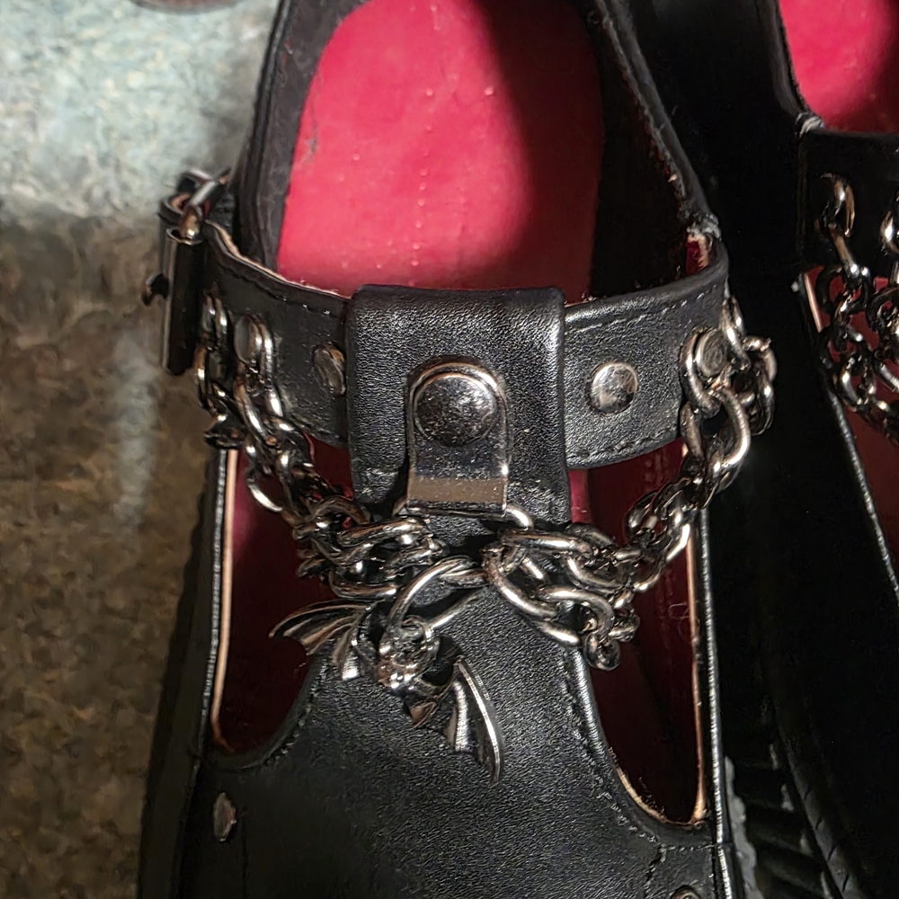 Black Studded Chain Loafers - Picture 5 of 6